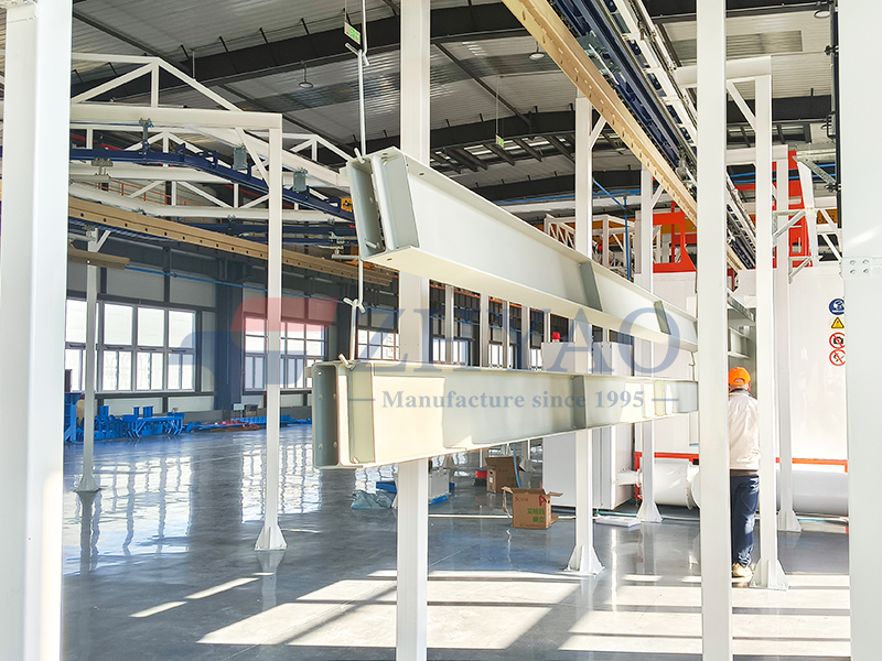 Accumulation and release powder coating line