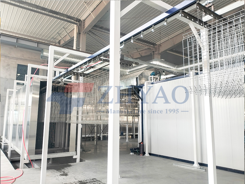 Guardrail plastic dipping and spraying line