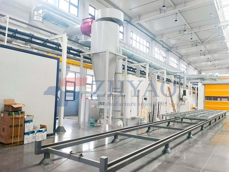 Electrostatic powder spraying line