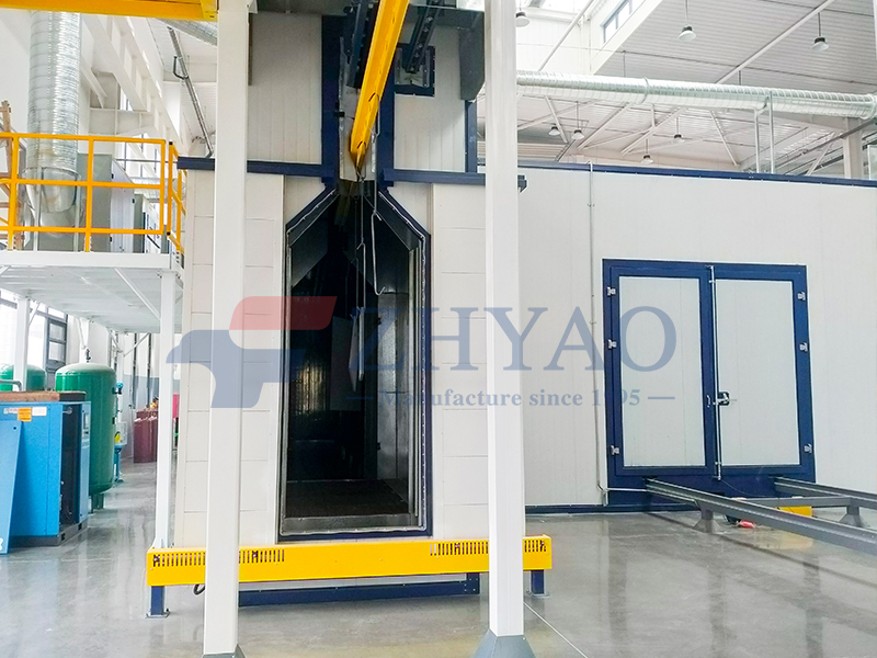 Electrostatic powder spraying line